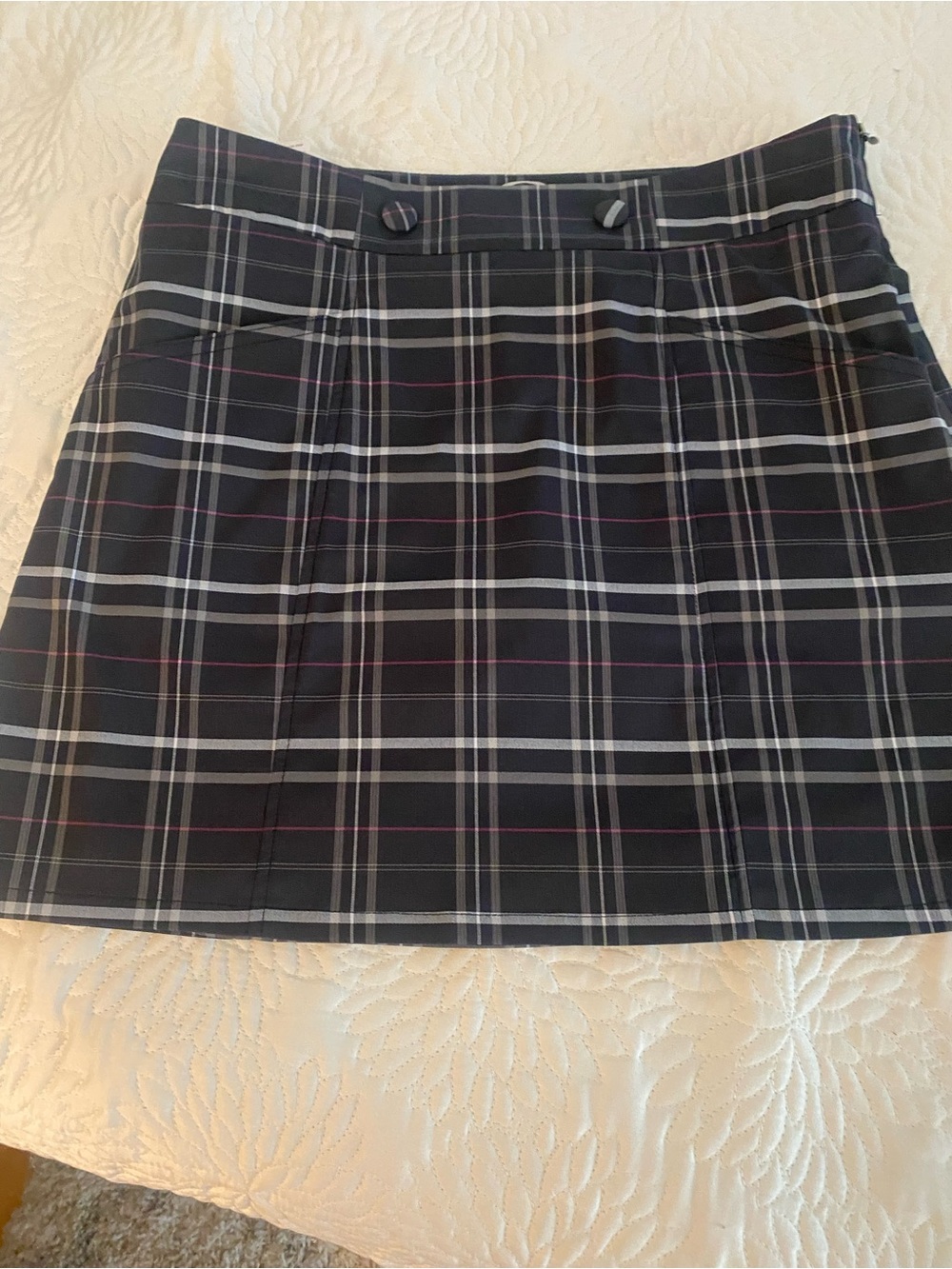 Oakley Black Plaid golf  Skirt with Subtle Purple Stripes